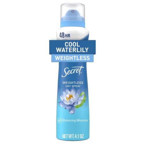 Secret Dry Spray Antiperspirant and Deodorant for Women, Waterlily and Argan Oil, 4.1oz.