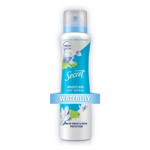 Secret Dry Spray Antiperspirant Deodorant, Waterlily and Argan Oil, 4.1oz.