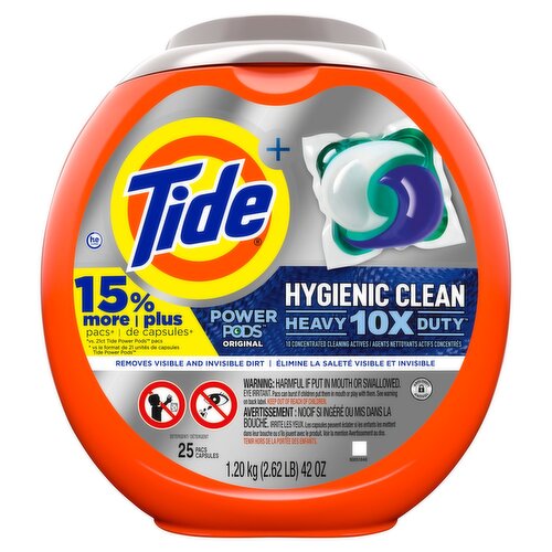 Tide+ Power Pods Hygienic Clean Detergent, 25 count, 37 oz