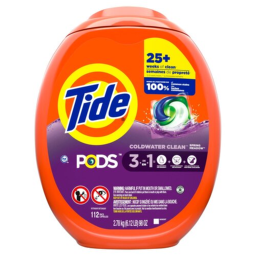 Tide Pods 3-in-1 Spring Meadow Detergent, 6+ months, 112 count, 85 oz