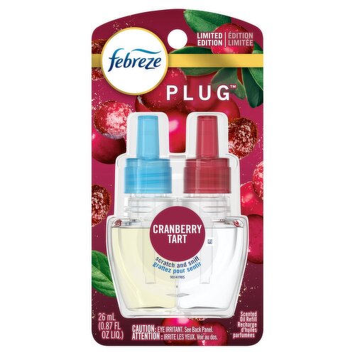 Febreze Plug Cranberry Tart Scented Oil Refill Limited Edition, 0.87 fl oz liq.