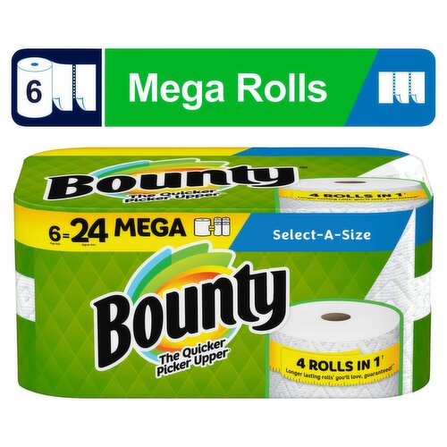 Bounty Select-A-Size White Paper Towels, 6 count