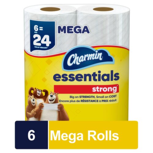 Charmin Essentials Strong Toilet Paper, 6 Mega Rolls
