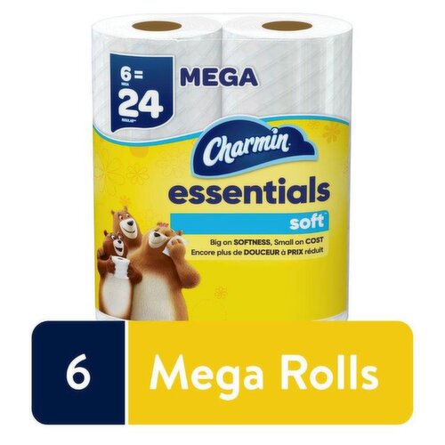  Charmin Essentials Soft Bathroom Tissue Mega Rolls, 6 count