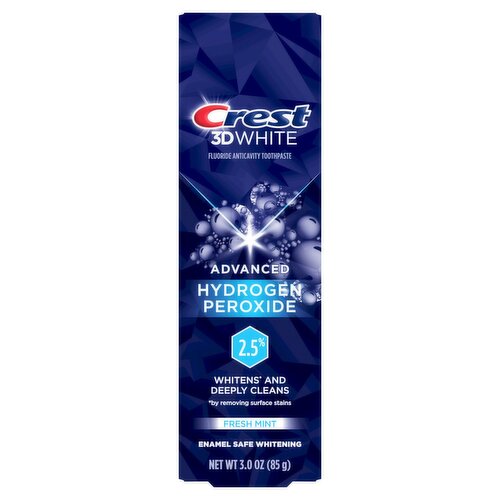 Crest 3D White Advanced Hydrogen Peroxide 2.5% Fresh Mint Fluoride Anticavity Toothpaste, 3.0 oz