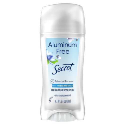 Secret Aluminum Free Notes of Clear Waterlily Clear Solid Deodorant, 2.4 oz