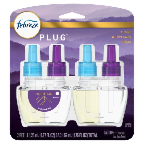 Febreze Plug Mountain Alpine, Wildflower and Cedar Scented Oil Refill, 0.87 fl oz, 2 count