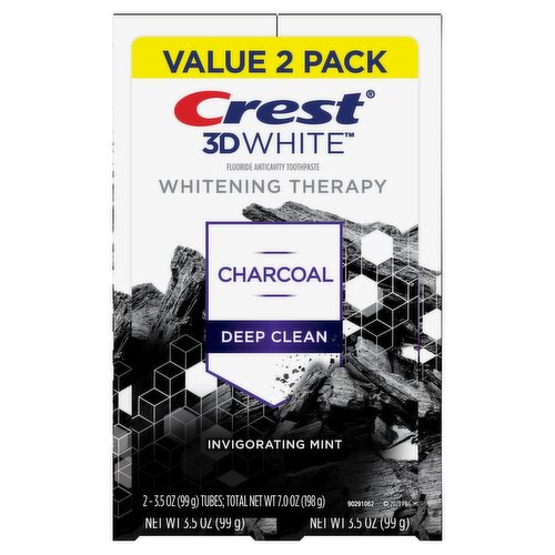 Crest 3D White Whitening Therapy Charcoal Fluoride Anticavity Toothpaste Value Pack, 3.5 oz, 2 count