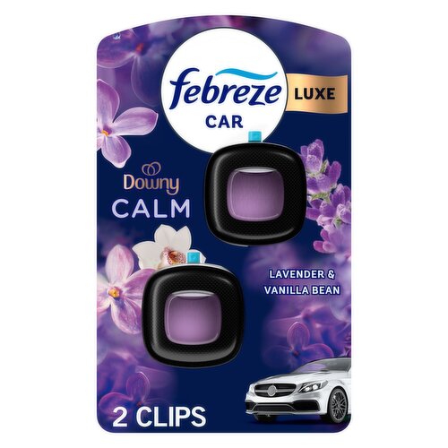 Febreze Car Air Freshener, Odor-Fighting Automotive Vent Clip, Downy Calm Scent, 2 Count