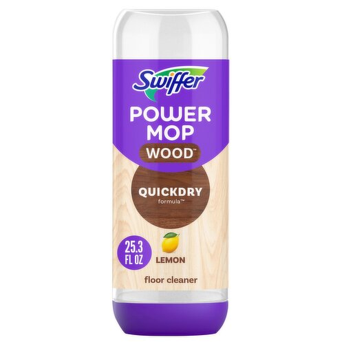 Swiffer Power Mop Wood Refill Solution, QuickDry Hardwood Floor Cleaner, Lemon Scent, 25.3oz