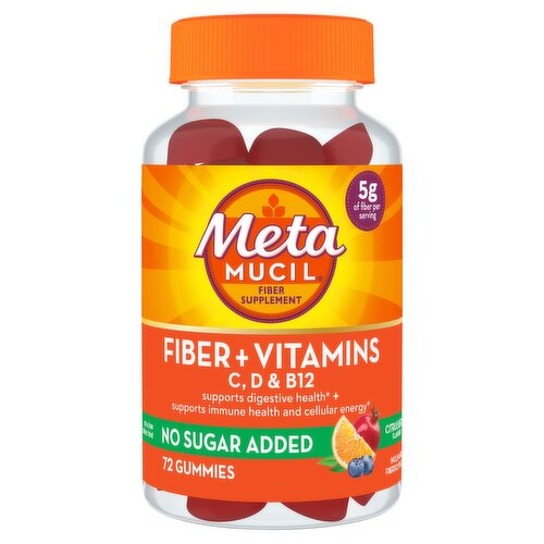 Meta Mucil Citrus Berry Flavored Gummies Fiber Supplement, 72 count