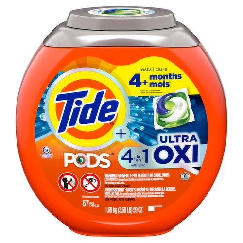 Tide Plus Pods 4 in 1 with Ultra Oxi Detergent, 57 count, 59 oz