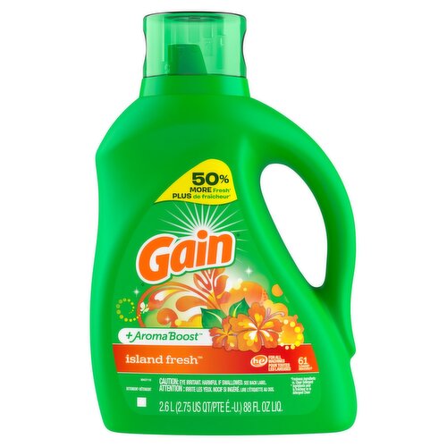 Gain +Aroma Boost Island Fresh Detergent, 61 loads, 88 fl oz liq