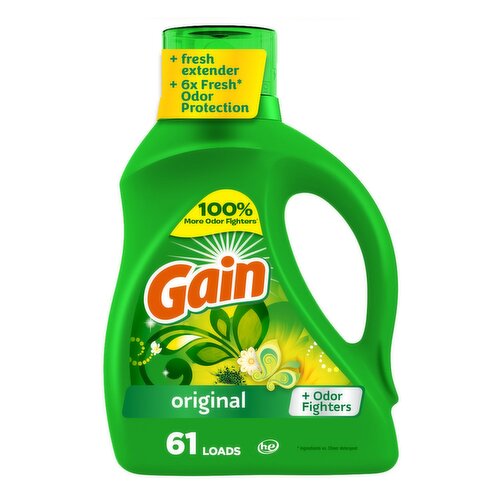 Gain Liquid Laundry Detergent, Original Scent, 88 fl oz, 61 loads, Freshness + Odor Fighting, High 