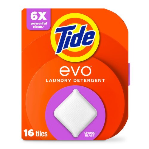 Tide evo Laundry Detergent Fiber Tiles, Spring Blast Scent, 16 ct