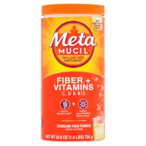 Metamucil Citrus Flavored Sparkling Fiber Powder, 24.9 oz