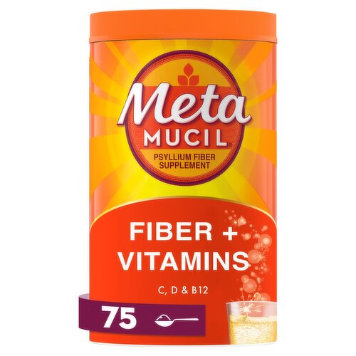 Meta Mucil Citrus Flavored Psyllium Fiber + Metabolism Supplement Fizzing Powder, 24.9 oz