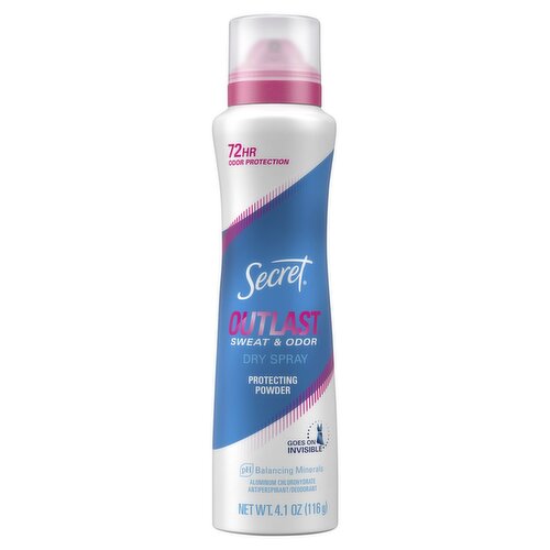 Secret Outlast Protecting Powder Sweat & Odor Dry Spray Antiperspirant Deodorant, 4.1 oz