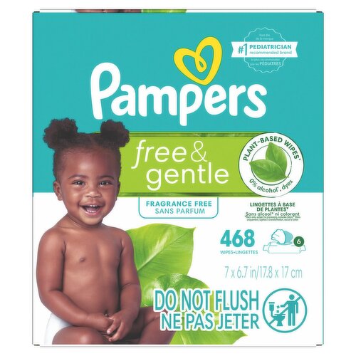 Pampers Free & Gentle Fragrance Free Wipes, 468 count