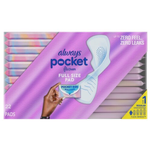 Always Pocket with FlexFoam Pads, Size 1, Regular, with Wings, Unscented, 22 CT