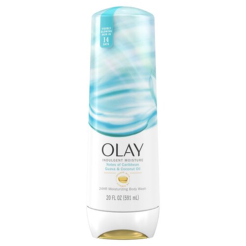 Olay Indulgent Moisture Notes of Caribbean Guava & Coconut Oil Body Wash, 20 fl oz