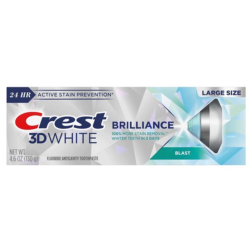 Crest 3D White Brilliance Blast Fluoride Anticavity Toothpaste Large Size, 4.6 oz