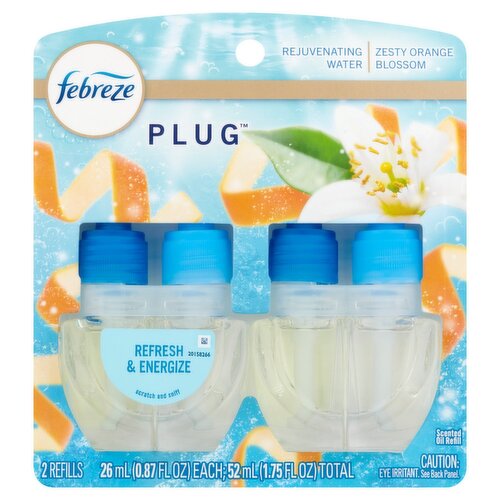 Febreze Plug Refresh & Energize Scented Oil Refills, 0.87 fl oz, 2 count