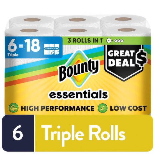 Bounty Essentials Select-A-Size Paper Towels, 6 Triple Rolls