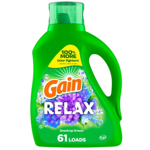 Gain Liquid Laundry Detergent, Relax, Dewdrop Dream, 88 fl oz, 61 loads, Laundry Detergent Liquid S
