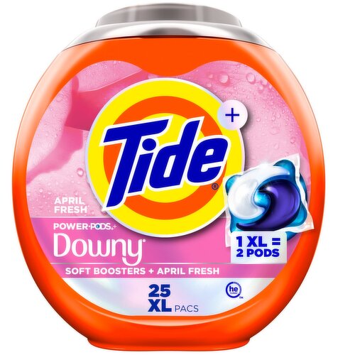 Tide Power PODs + Downy Laundry Detergent Pods, 25 Count, Soft Boosters + April Fresh, Detergent so
