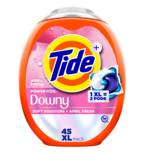 Tide Power PODs + Downy Laundry Detergent Pods, 45 Count, Soft Boosters + April Fresh, Detergent so