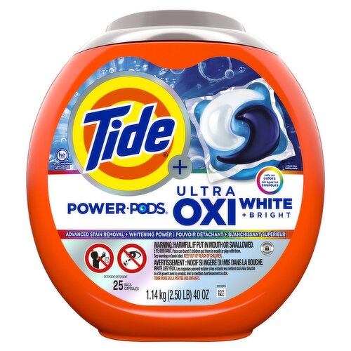 Tide+ Power Pods Ultra Oxi White + Bright Detergent, 25 count, 40 oz