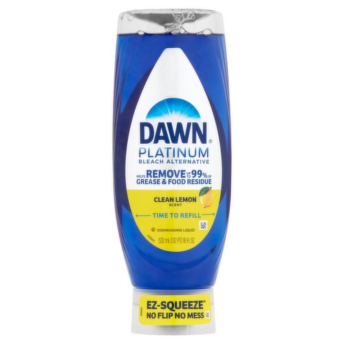 Dawn Platinum Bleach Alternative Clean Lemon Scent Dishwashing Liquid, 18 fl oz