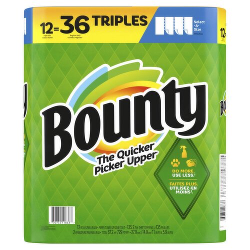 Bounty Select-A-Size White Triples Paper Towels, 12 count