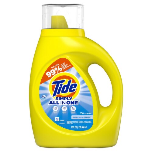 Tide Simply All-In-One Liquid Laundry Detergent, Refreshing Breeze, 32 fl oz