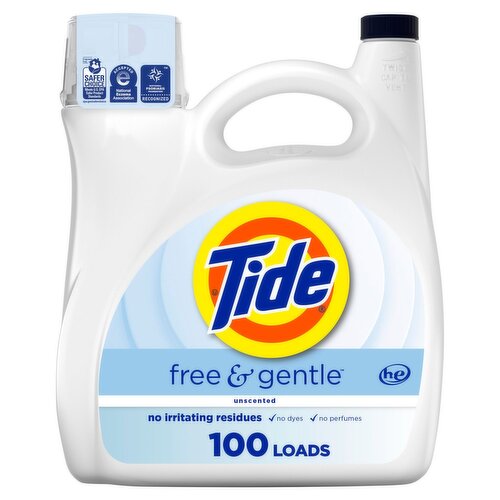 Tide Free & Gentle Detergent, 100 loads, 132 fl oz