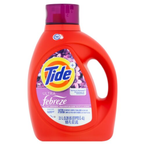 Tide+ Ultra Febreze Spring & Renewal Detergent, 74 loads, 105 fl oz