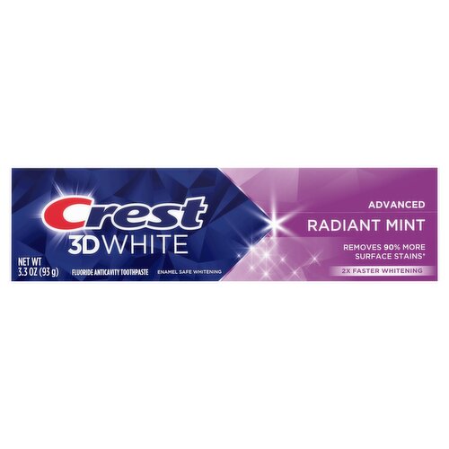 Crest 3D White Advanced Radiant Mint Fluoride Anticavity Toothpaste, 3.3 oz