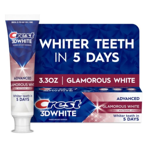 Crest 3DWhite Advanced Glamorous White Teeth Whitening Toothpaste, 3.3 oz