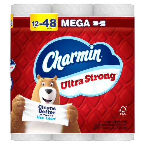Charmin Ultra Strong Mega Bathroom Tissue Rolls, 12 count