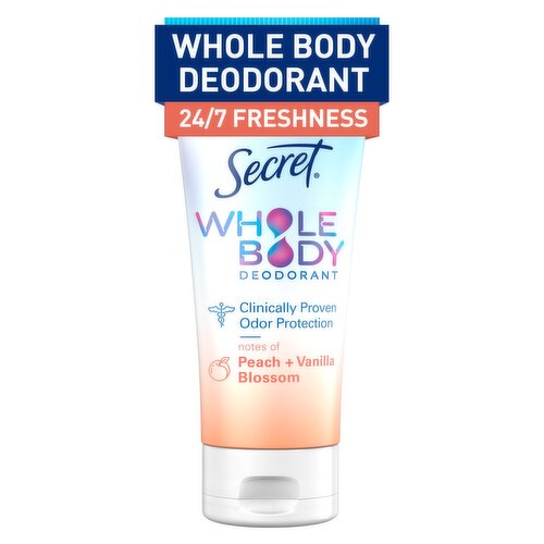 Secret Whole Body Aluminum Free Deodorant Invisible Cream Peach & Vanilla 3.0oz