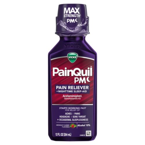 Vicks PainQuil PM Midnight Cherry Flavored Pain Reliever, 12 fl oz