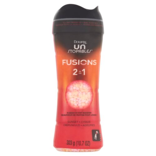 Downy Unstopables Sunset + Citrus Fusions 2 in 1 In-Wash Scent Booster, 10.7 oz