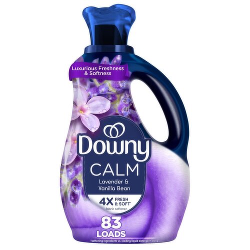 Downy CALM Fabric Softener Liquid, Lavender and Vanilla Bean scent, 56 fl oz, 83 Loads, 4X Freshnes