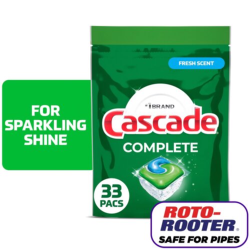 Cascade Complete Fresh Scent ActionPacs Dishwasher Detergent, 33 count, 17.6 oz