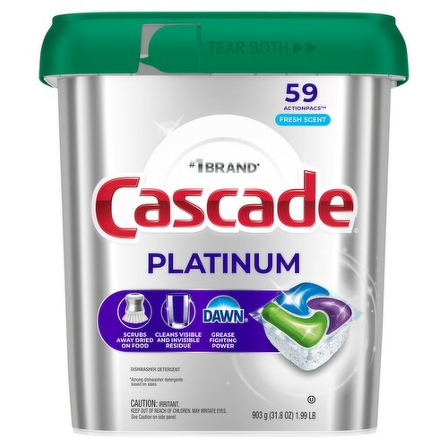 Cascade Platinum Fresh Scent ActionPacs Dishwasher Detergent, 59 count, 31.8 oz