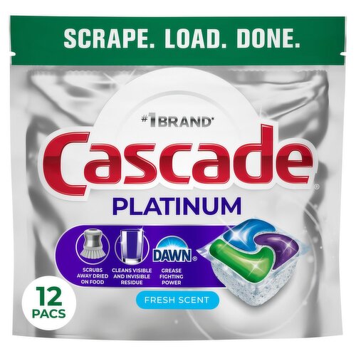 Cascade Platinum Fresh Scent Actionpacs Dishwasher Detergent, 12 count, 6.4 oz
