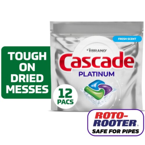 Cascade Platinum Fresh Scent Actionpacs Dishwasher Detergent, 12 count, 6.4 oz