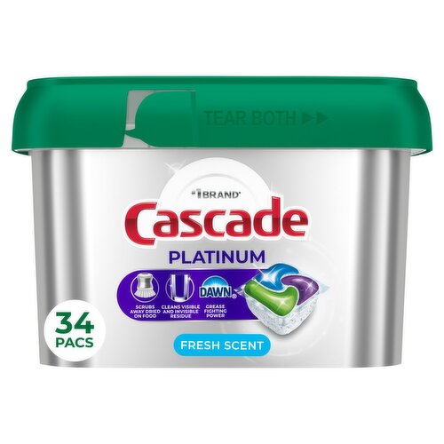 Cascade Platinum Fresh Scent Actionpacs Dishwasher Detergent, 34 count, 18.3 oz
