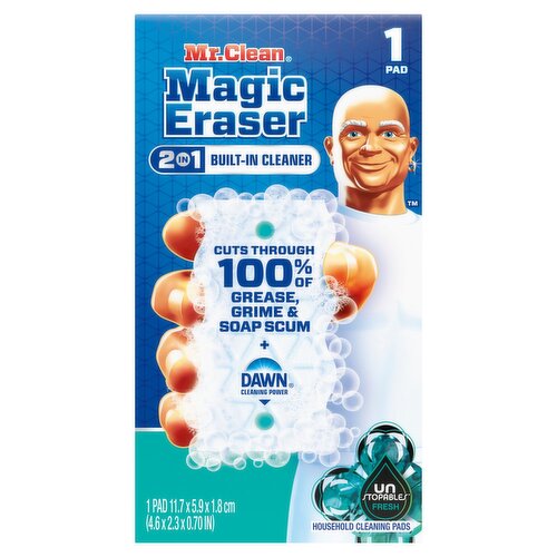 Mr. Clean 2 IN 1 Built-IN Cleaner Magic Eraser Unstopables Fresh Household Cleaning Pads, 1 count